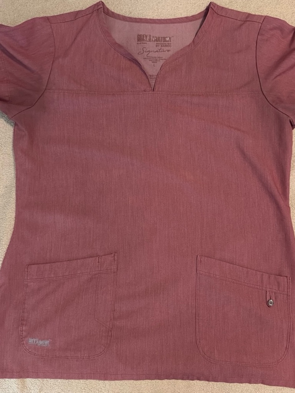 Grey's Anatomy Women's Rose Pink Scrub Top and pants Size Petite L